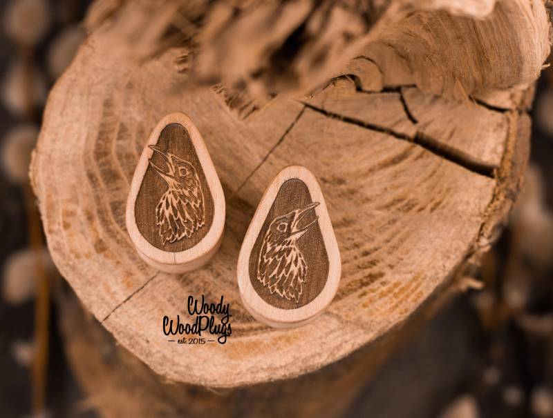 Tropfenförmige Holz Raben Plugs Krähen Gauges - Gothic Ohr 18mm 19mm 20mm 22mm 24mm 25mm 1Inch Plug Tropfenförmige Holz Raben Plugs Krähen Gauges - Gothic Ohr 18mm 19mm 20mm 22mm 24mm 25mm 1Inch Plug von WoodyWoodPlugs