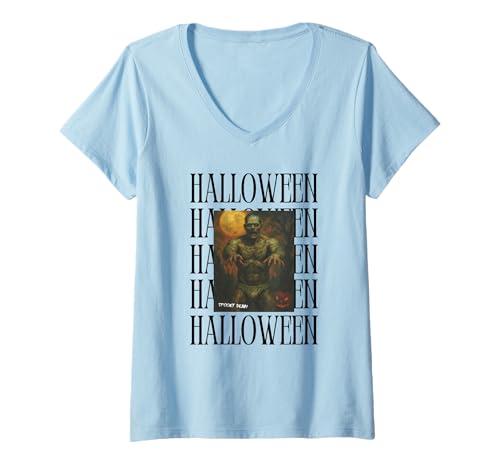 Damen Gruseliger Halloween-Beefcake mit Zombie-Motiv, schwuler Bär T-Shirt mit V-Ausschnitt Damen Gruseliger Halloween-Beefcake mit Zombie-Motiv, schwuler Bär T-Shirt mit V-Ausschnitt von WoofyBriefs