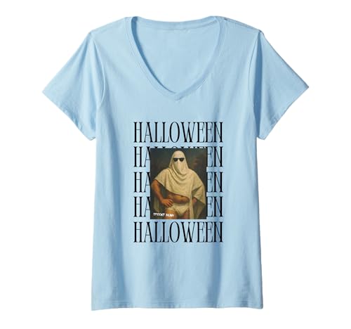 Damen Lustiges Gay Halloween Bär Geist Kostüm Beefcake in Slip T-Shirt mit V-Ausschnitt Damen Lustiges Gay Halloween Bär Geist Kostüm Beefcake in Slip T-Shirt mit V-Ausschnitt von WoofyBriefs