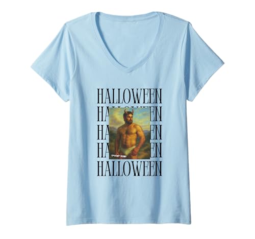 Damen Schwuler Bär Teufel Halloween Kostüm Lustig Beefcake Grusel-Slip T-Shirt mit V-Ausschnitt Damen Schwuler Bär Teufel Halloween Kostüm Lustig Beefcake Grusel-Slip T-Shirt mit V-Ausschnitt von WoofyBriefs