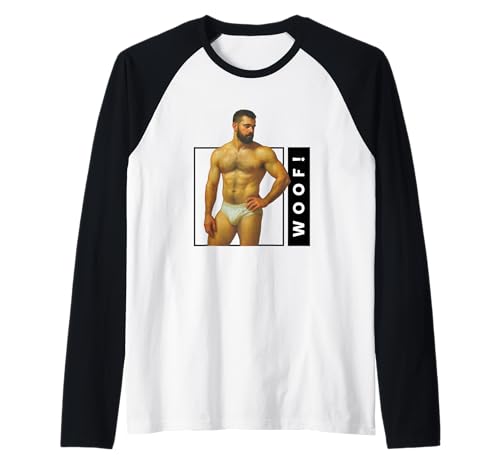 Herren Woof Beefcake Bär Retro Gay Pride Queer Masculinity Art Raglan Herren Woof Beefcake Bär Retro Gay Pride Queer Masculinity Art Raglan von WoofyBriefs
