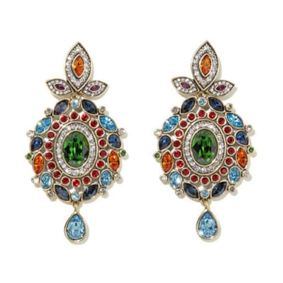 Heidi Daus Worth The Wait Crystal Green Multicolor Statement Tropfen Ohrringe Ret 299 Pierced von WoohooDesignerFinds