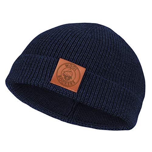 Wool Rockers Merino Mütze, Merino Beanie für Damen und Herren, thermoregulierende Merinowolle, leichte und weiche Strickmütze (Navy Blue) von Wool Rockers