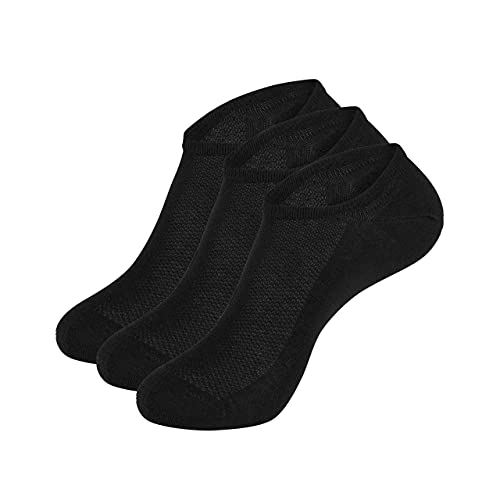 Wool Rockers Merino-Sneaker-Socken, Füßlinge im 3er Pack, für Damen & Herren, für Freizeit & Alltag ideal, atmungsaktive Merino-Sport-Socken (schwarz, 39-42) von Wool Rockers