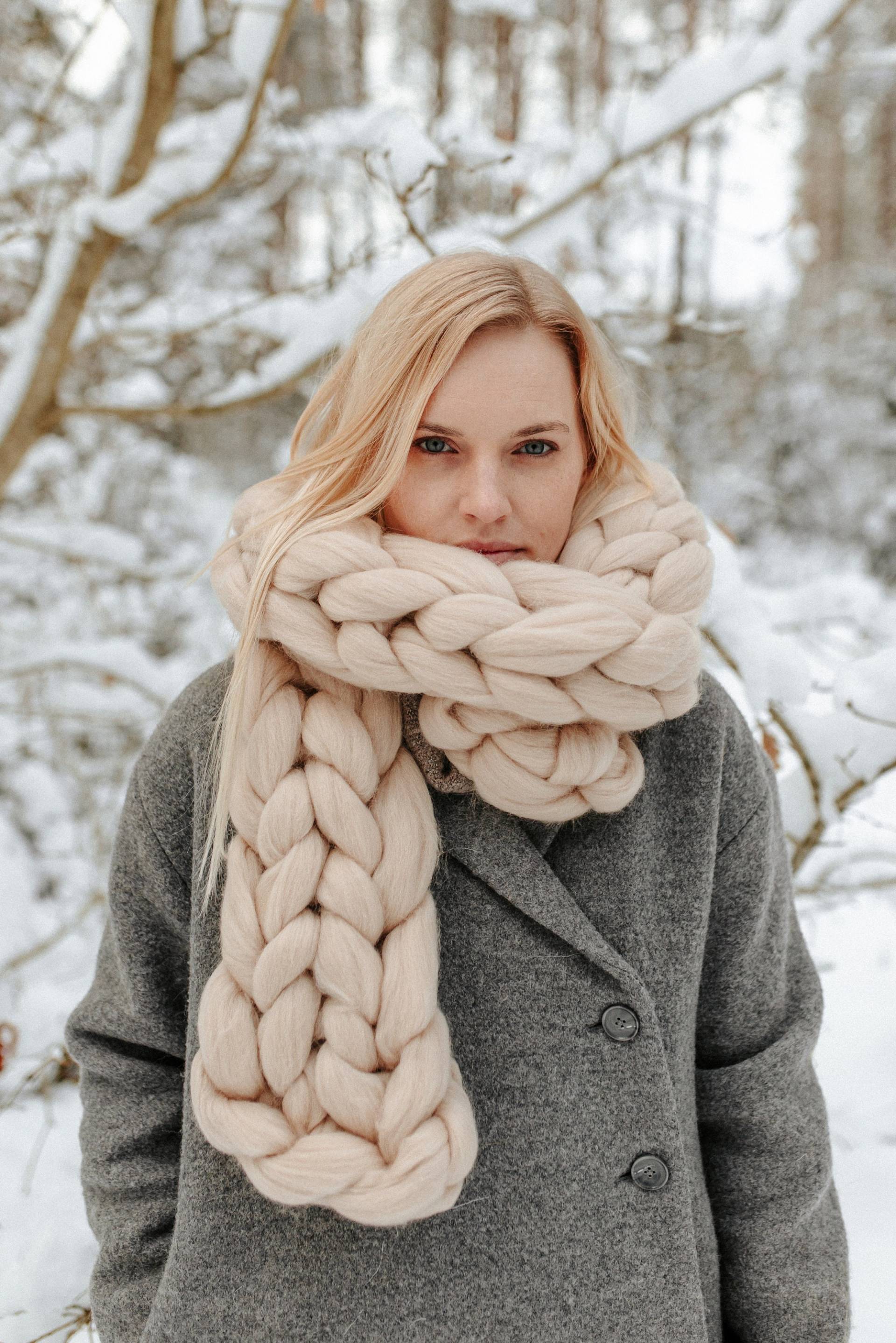 strickschal, Frauen Schal, Winter Warmer Oversized Grobstrick Merino Wolle Schal von WoolArtDesign