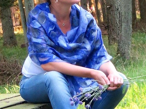 Nuno Gefilzte Wolle Seidenschal Boho Pashmina Schal Nuno Gefilzte Wolle Seidenschal Boho Pashmina Schal von WoolDreamerArtStudio
