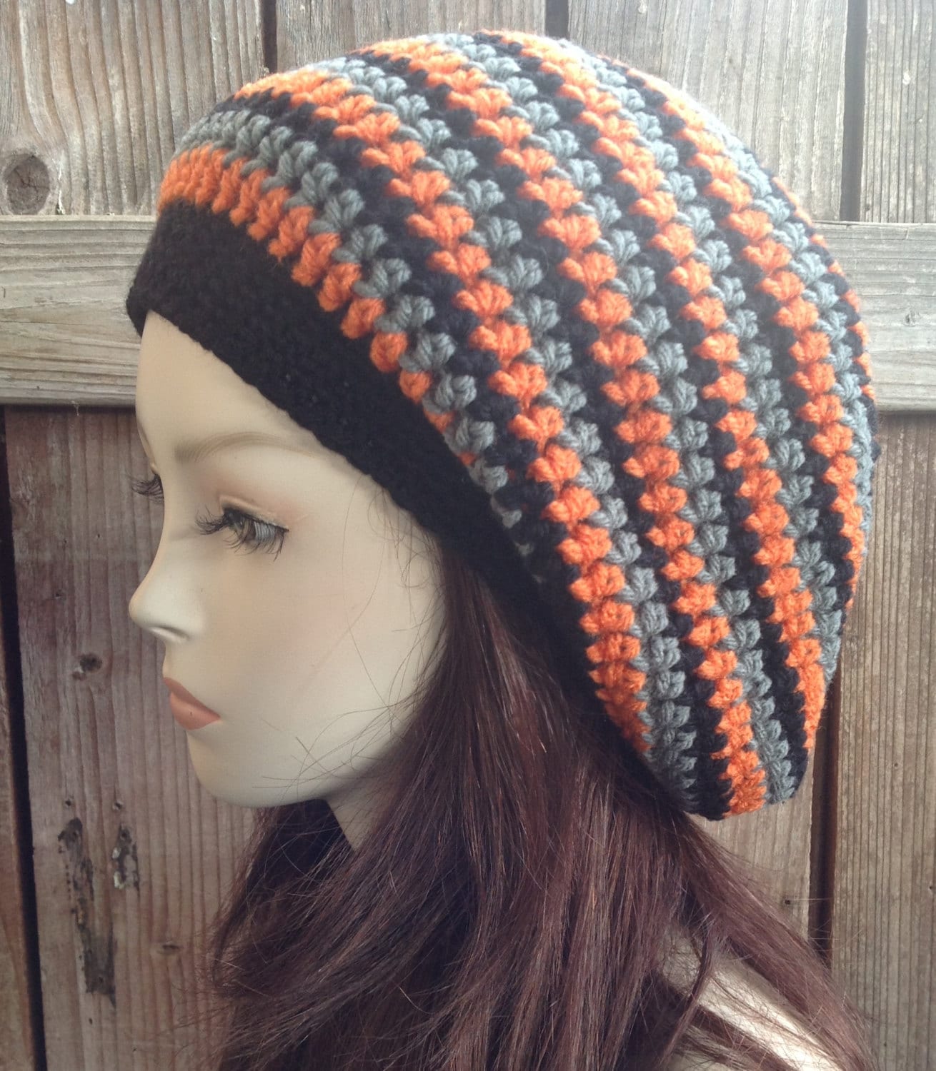 Schwarz, Orange Und Grau Tam Hippie Hat Slouchy Rasta Aus Weichem Acryl Schwarz, Orange Und Grau Tam Hippie Hat Slouchy Rasta Aus Weichem Acryl von WoolFashion