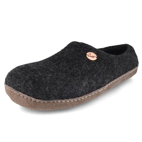Footprint Barfuß-Hausschuhe unisex Filz-Pantoffeln mit Ledersohle, nachhaltig aus 100% Wolle, graphit Gr. 39 Footprint Barfuß-Hausschuhe unisex Filz-Pantoffeln mit Ledersohle, nachhaltig aus 100% Wolle, graphit Gr. 39 von WoolFit