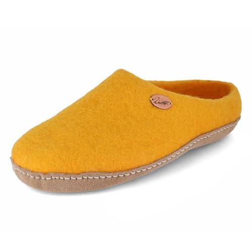 Footprint Barfuß-Hausschuhe unisex Filz-Pantoffeln mit Ledersohle, nachhaltig aus 100% Wolle, orange Gr. 40 von WoolFit