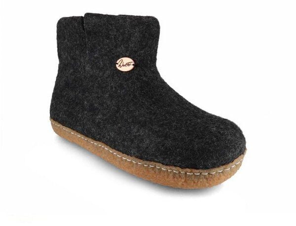 WoolFit Barfuß-Hüttenschuhe "Yeti" mit Naturkautschuk-Sohle - kuschlig warme Filz-Boots aus 100% Wolle mit selbstformendem Fußbett von WoolFit