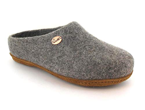 WoolFit Classic schmal - Damen & Herren Filz-Pantoffeln - handgefilzte Hausschuhe mit zweifarbiger Einlegesohle für schmale Füße, hell grau, 46 von WoolFit