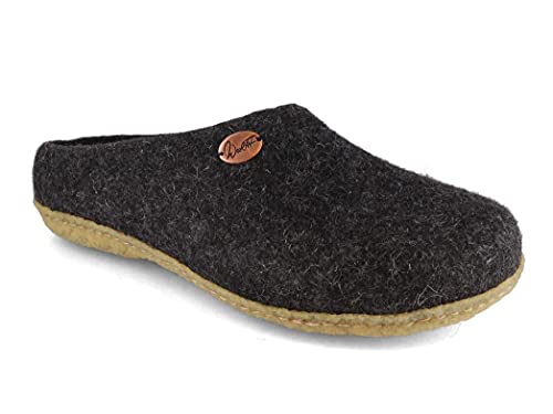 WoolFit Filzpantoffeln „Classic“ Naturgummisohle - Damen & Herren Filz-Pantoffeln mit weichen Filzeinlagen, Graphit, Gr. 38 von WoolFit
