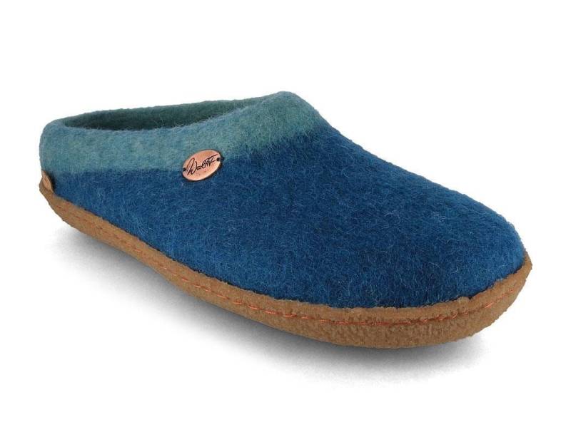 WoolFit Sherpa unisex Filzpantoffeln mit Gummisohle und Fußbett Hausschuh zweifarbig von WoolFit