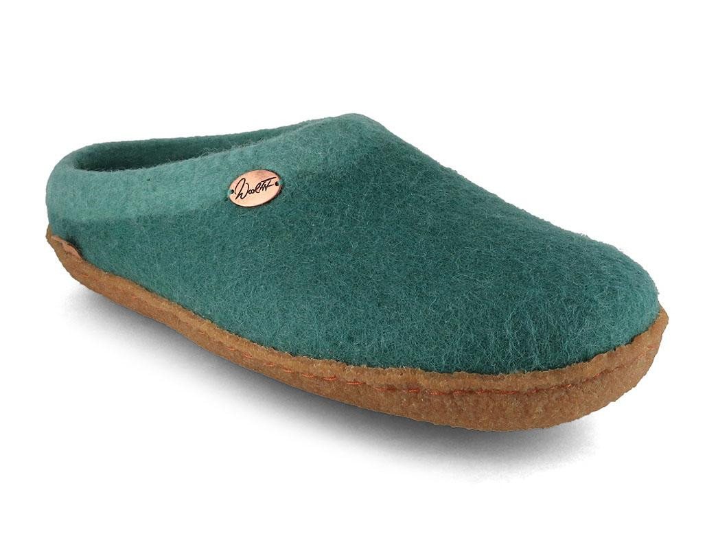 WoolFit Sherpa unisex Filzpantoffeln mit Gummisohle und Fußbett Hausschuh zweifarbig von WoolFit