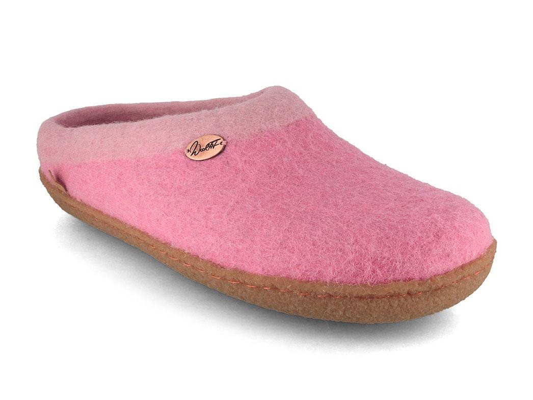 WoolFit Sherpa unisex Filzpantoffeln mit Gummisohle und Fußbett Hausschuh zweifarbig von WoolFit