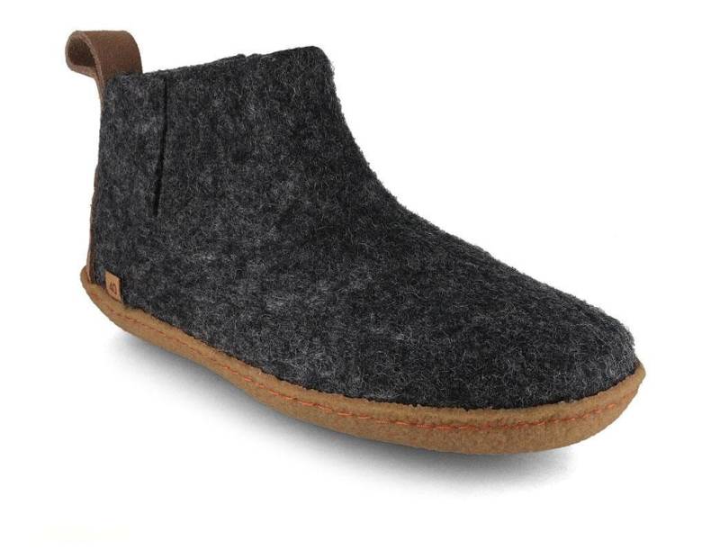 WoolFit Yeti Barfußhausschuhe mit Naturgummisohle Hausschuh mit Footprint Fußbett von WoolFit