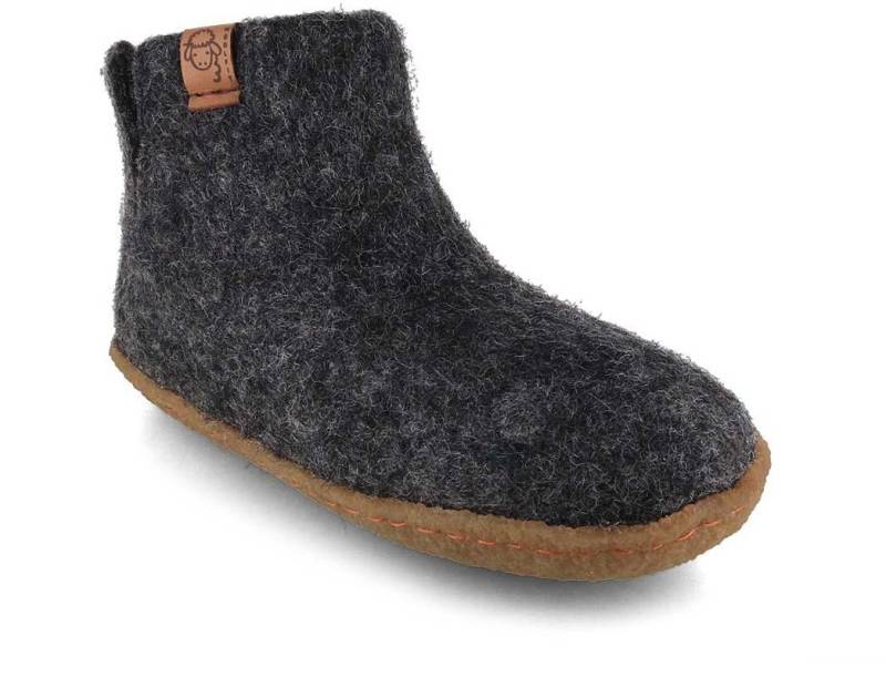 WoolFit Yeti Kids Barfußhausschuhe Hausschuh mit Footprint Fußbett von WoolFit