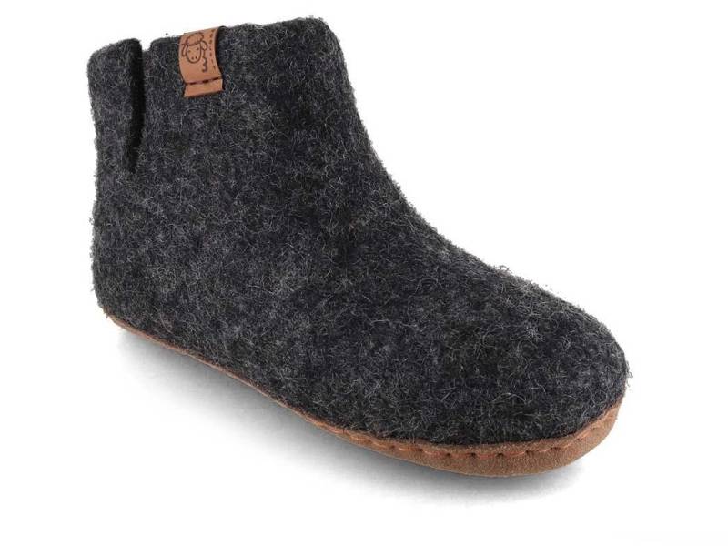 WoolFit Yeti Kids Barfußhausschuhe Hausschuh mit Footprint Fußbett von WoolFit