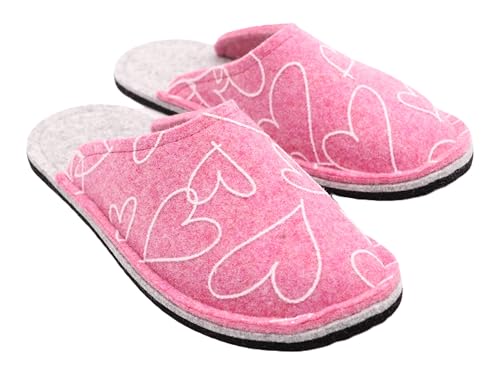 Pantoffel Mami WollWalk Wollfilz (Rosa, EU Schuhgrößensystem, Erwachsene, Herren, Numerisch (von/bis), M, 45, 46) von WoolWalk