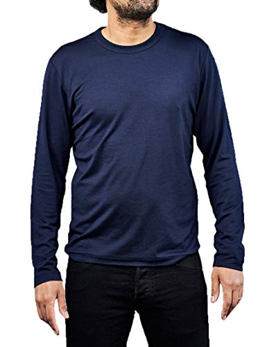 Woolday I Merino Longsleeve T-Shirt Herren Rundhals aus 100%, superfeiner Merinowolle I Stoff aus Deutschland, genäht in Portugal I Navy Blau I XXL von Woolday