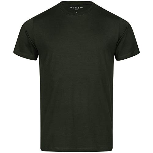 Woolday I Merino T-Shirt Herren Rundhals aus 100%, superfeiner Merinowolle I Stoff aus Deutschland, genäht in Portugal I Dunkelgrün I M von Woolday