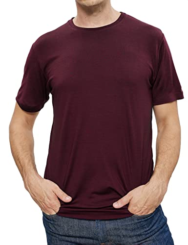 Woolday I Merino T-Shirt Herren Rundhals aus 100%, superfeiner Merinowolle I Stoff aus Deutschland, genäht in Portugal I Dunkelrot I M von Woolday