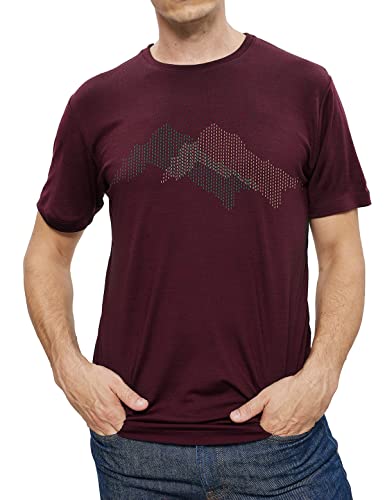 Woolday I Merino T-Shirt Herren Rundhals aus 100%, superfeiner Merinowolle mit Aufdruck I Stoff aus Deutschland, genäht in Portugal I Dunkelrot I M von Woolday