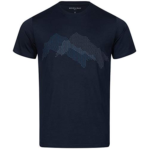 Woolday I Merino T-Shirt Herren Rundhals aus 100%, superfeiner Merinowolle mit Aufdruck I Stoff aus Deutschland, genäht in Portugal I Navy Blau I L von Woolday