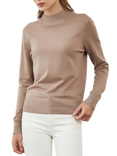 Woolen Bloom Women’s Turtleneck Sweater Knitted Jumper Autumn Loose Sweatshirt Casual Classic Elegant Knitted Jumper Long Sleeve Tops von MessBebe
