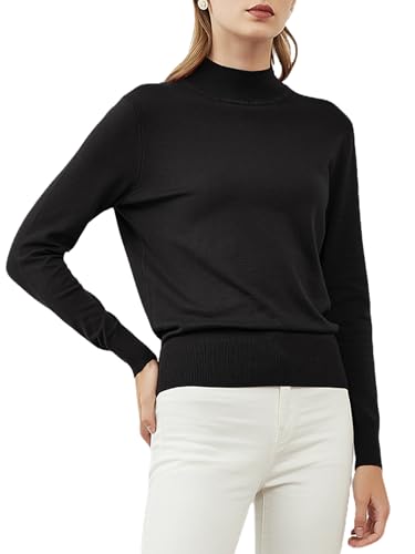 Woolen Bloom Damen Rollkragenpullover Strickpullover Stretch Pullover Elegant Strickpulli Langarm Sweater für Herbst Winter von MessBebe