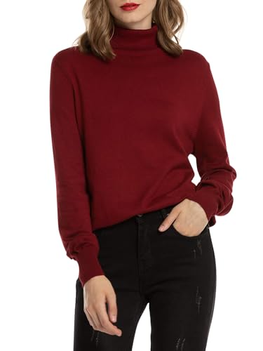 Woolen Bloom Rollkragenpullover Damen Langarm Strickpullover Weich Rippstrick Pulli mit Stehkragen Elegant Strickpulli Rolli Sweater für Herbst Winter von Woolen Bloom