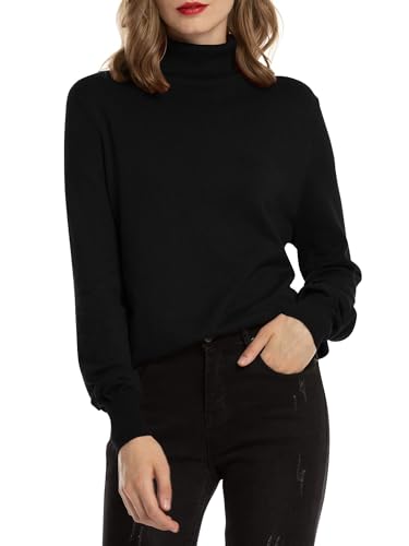 Woolen Bloom Rollkragenpullover Damen Langarm Strickpullover Weich Rippstrick Pulli mit Stehkragen Elegant Strickpulli Rolli Sweater für Herbst Winter von Woolen Bloom