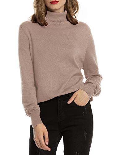 Woolen Bloom Rollkragenpullover Damen Strickpullover Stretch Pullover in Weich Feinstrick Elegant Stehkragen Strickpulli Langarm Rolli Sweater für Herbst Winter, Kamel, S von Woolen Bloom