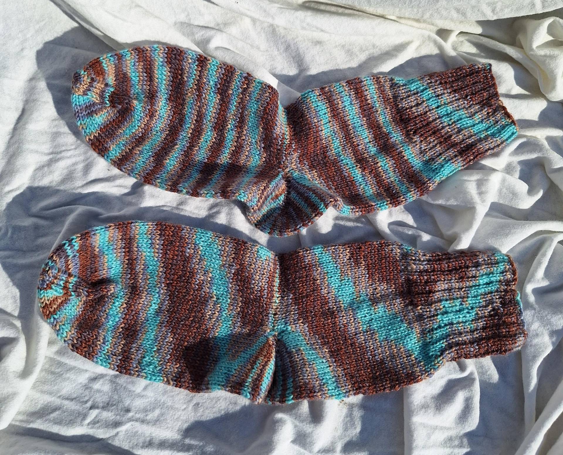 Socken, Selbstgestrickt, Größe 37, Blau, Violett, Braun Socken, Selbstgestrickt, Größe 37, Blau, Violett, Braun von Wooletti