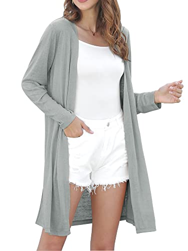 Woolicity Damen Lang Strickjacken Leichter Strickjacken Langarm Casual Cardigan Elegant Open Front Sweater von Woolicity