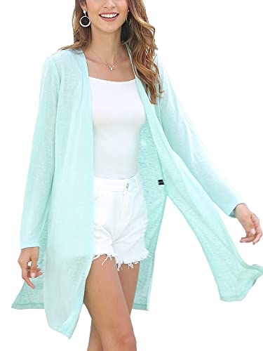 Woolicity Damen Lang Strickjacken Leichter Strickjacken Langarm Casual Cardigan Elegant Open Front Sweater von Woolicity