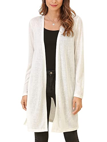 Woolicity Damen Lang Strickjacken Leichter Strickjacken Langarm Casual Cardigan Elegant Open Front Sweater von Woolicity