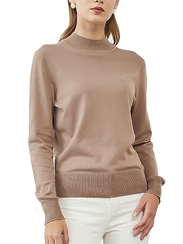 Woolicity Damen Strickwaren Rollkragenpullover Strickpullover Langarm Ribbed Strick Sweater Pullover Rollkragen Leichter Rollneck Tops von Woolicity