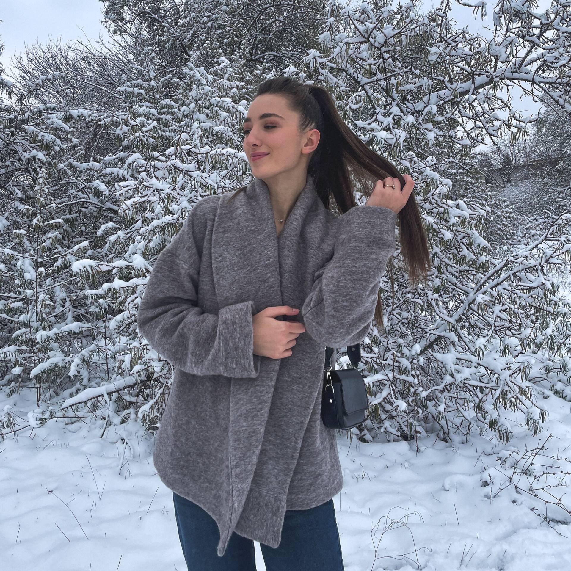 Wollen Wrap Strickjacke Für Den Winter Poncho Jacke Mit Langen Ärmeln Lockere Wolle Mantel Lässig Minimalist Kleidung Geschenk Beste Freundin von WoolineCraftStore