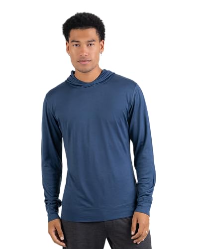 Herren Merinowolle Performance Active Langarm Hoodie, Blau (Deep Sea), Medium von Woolly Clothing Co