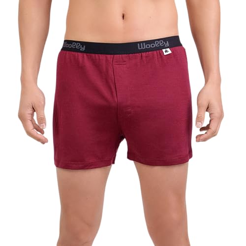 Klassische Boxershorts, feuchtigkeitsableitend, geruchsneutral, Merinowolle, Burgunder, X-Large von Woolly Clothing Co