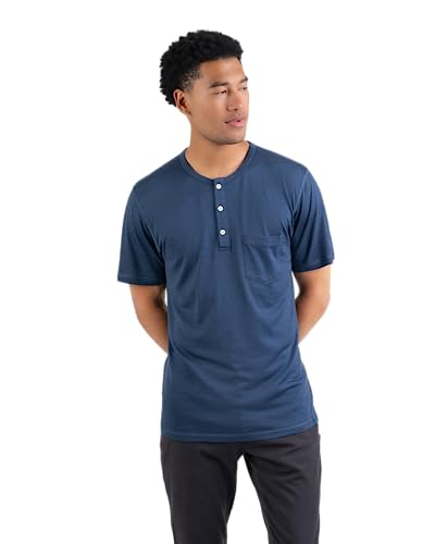Woolly Clothing Henley-T-Shirt aus Merinowolle, für den Alltag, feuchtigkeitsableitend, atmungsaktiv, geruchshemmend, Blau (Deep Sea), L von Woolly Clothing Co