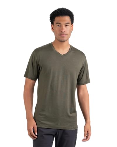 Woolly Clothing Herren-T-Shirt aus Merinowolle, V-Ausschnitt, Gewicht für den Alltag, feuchtigkeitsableitend, atmungsaktiv, geruchshemmend, Kale, L von Woolly Clothing Co