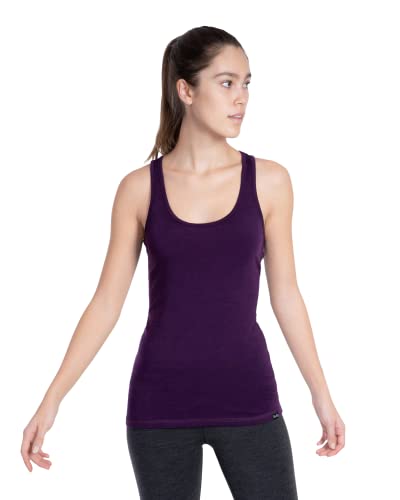 Woolly Damen-Merino-Tanktop, RWS-zertifiziert, weich, geruchsfrei, Design Seattle, Pflaume, Mittel von Woolly Clothing Co
