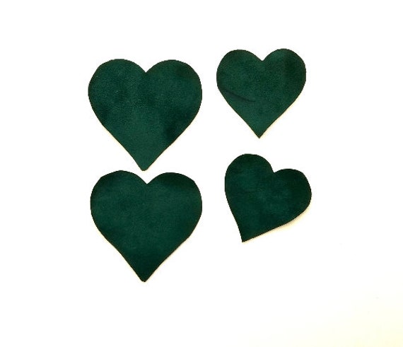 Dunkelgrüne Wildleder Herz Elbow Patches Strickwaren Reparatur Applikation von WoollyFamily