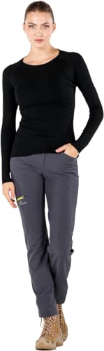 Woolona Inside Merino Outdoor Hose für Damen | Trekkinghose Comfort außen Polyamid, innen Merinowolle | Wasser/windabweisende Wanderhose (DE/NL/SE/PL, Alphanumerisch, XL, Regular, Regular, Grau) von Woolona