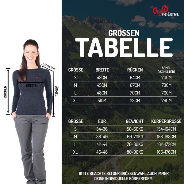 Woolona Langarmshirt - ALIZE - 100% Merinowolle von Woolona