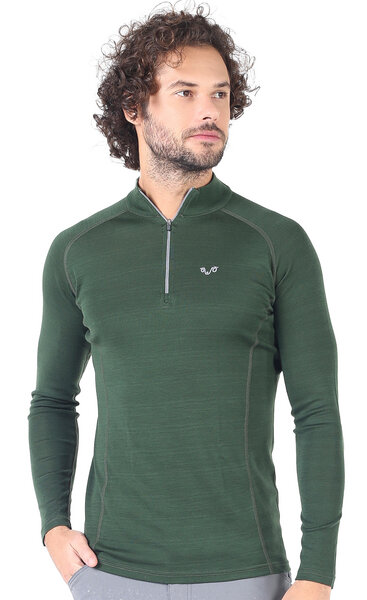 Woolona Langarmshirt - ASTRO - 100% Merinowolle (Zip) von Woolona