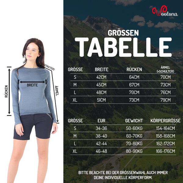 Woolona Langarmshirt - KONA - 100% Merinowolle von Woolona