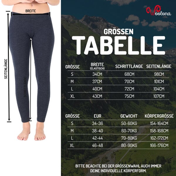 Woolona Merino Leggings Damen - NORTE - 100% Merinowolle von Woolona